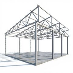 Металлические фермы для навесов: 3D-модель двускатной стропильной фермы с раскосной решеткой.