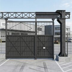 Откатные ворота «Индустриал» установлены на въезде в производственный комплекс, демонстрируя устойчивость конструкции